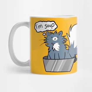 Fluffy Cat Inside of a Pot Thinking "I'm Soup" Mug